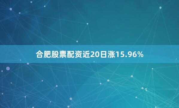 合肥股票配资近20日涨15.96%
